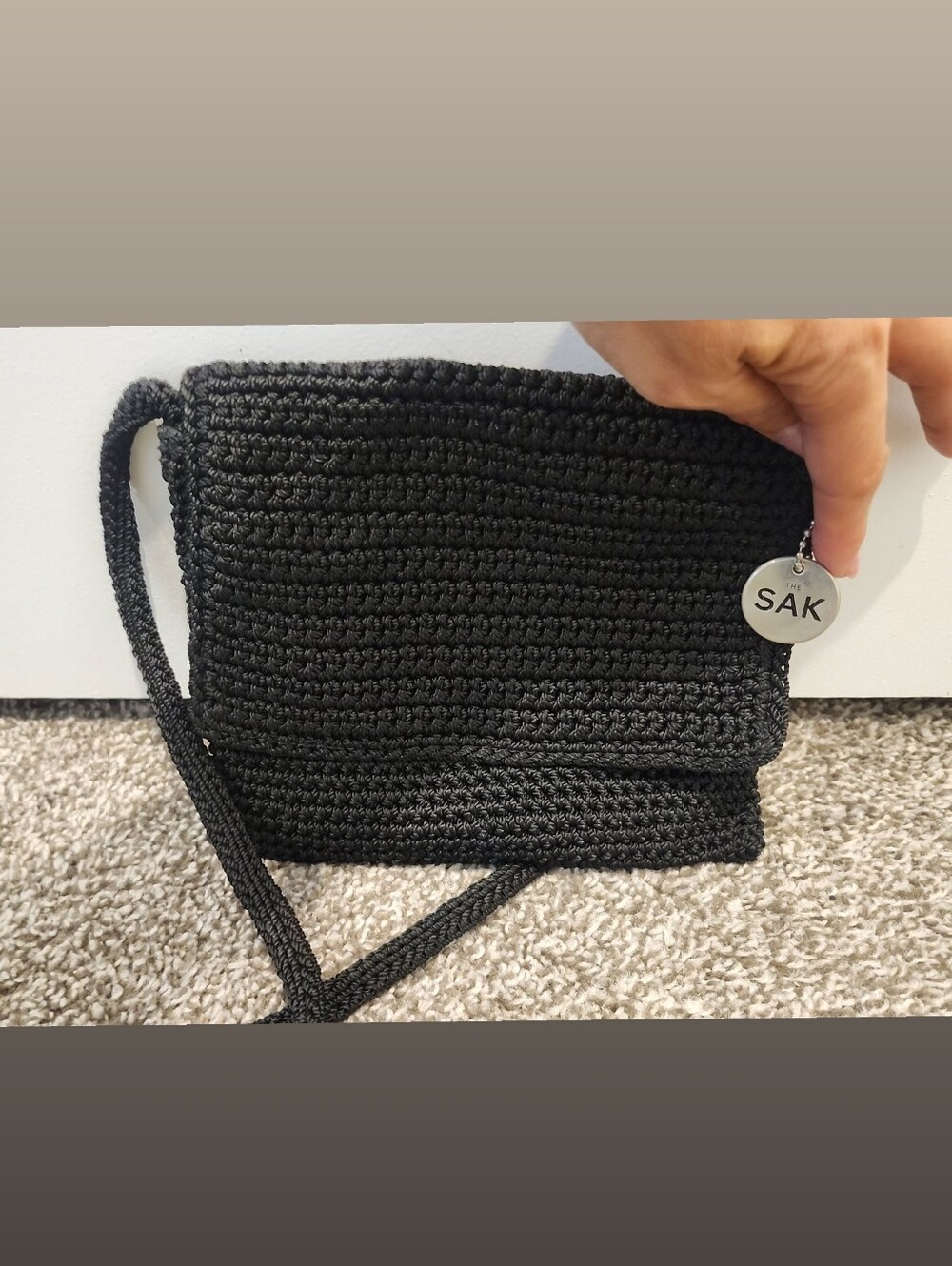 The Sak Black Crocheted Wristlet Pouch